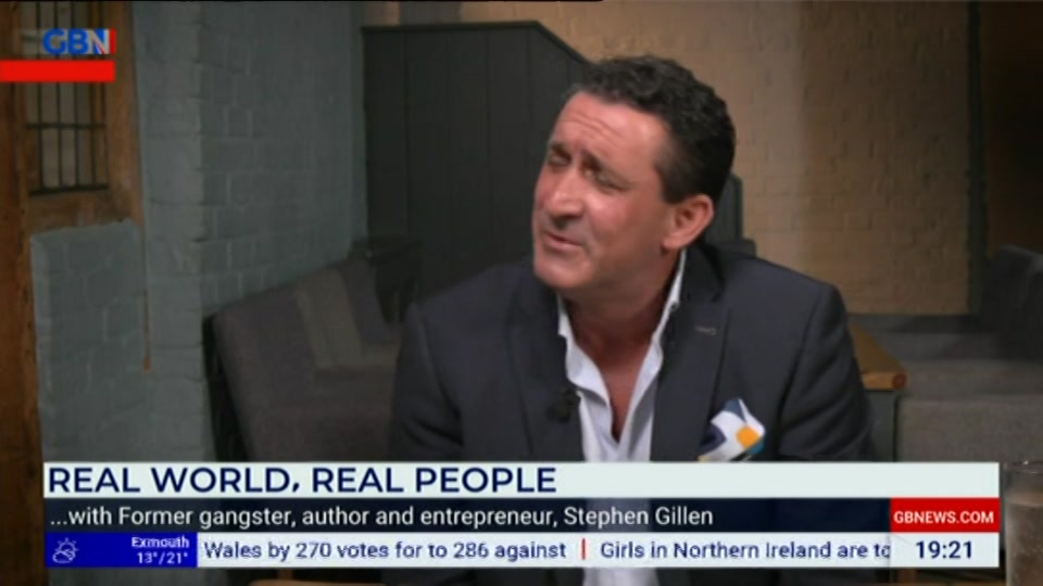 Broadcast still at 21m 30s. GB News, New: Lee Anderson's Real World, 11 September 2026.