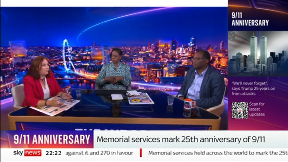 Broadcast still at 22m 30s. Sky News, The Wrap With Gillian Joseph, 11 September 2026.
