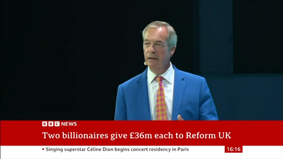 Broadcast still at 16m 30s. BBC News, 13 September 2026.
