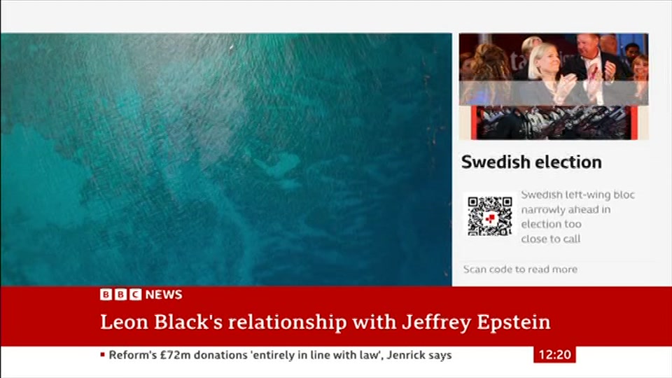 Broadcast still at 20m 30s. BBC News, BBC News Now, 14 September 2026.