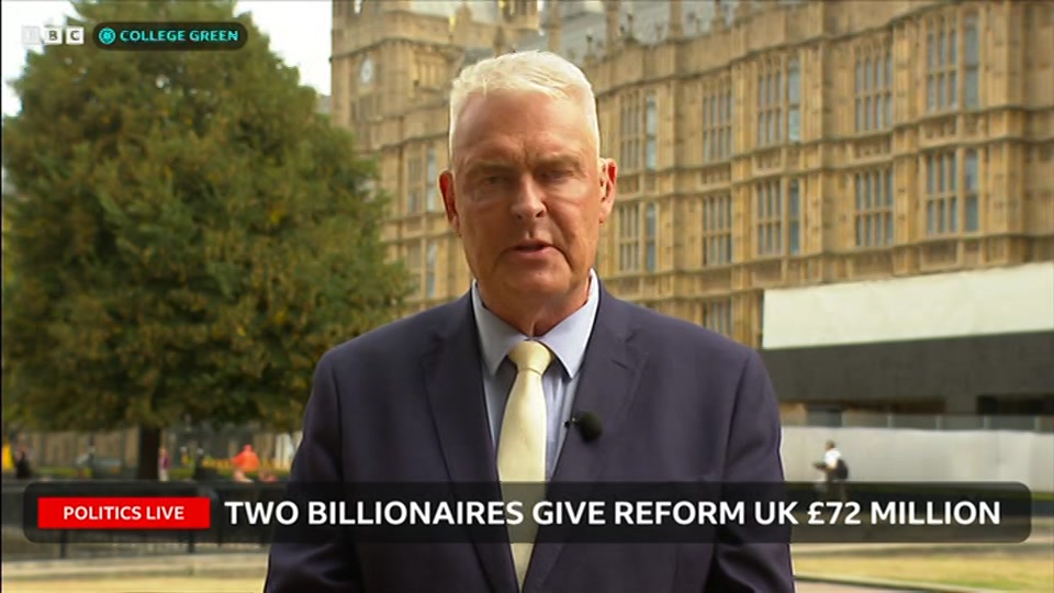 Broadcast still at 11m. BBC Two, Politics Live, 14 September 2026.