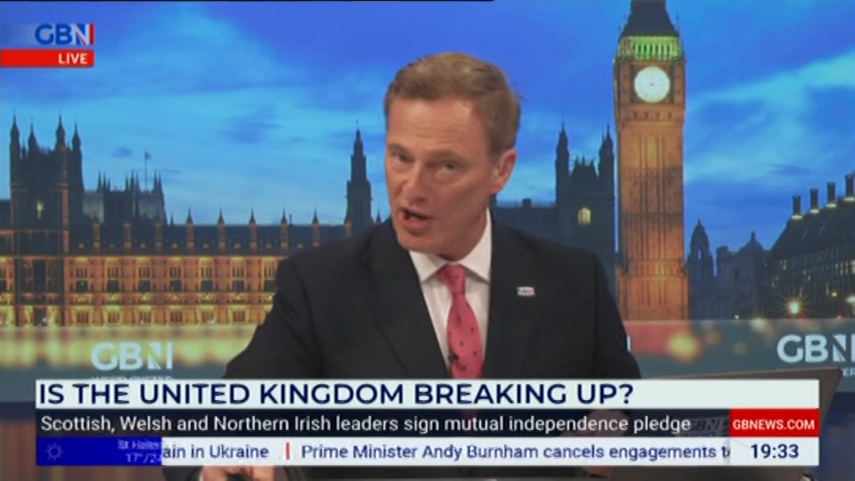 Broadcast still at 33m 30s. GB News, New: GBN Tonight, 14 September 2026.