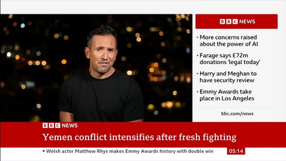 Broadcast still at 14m. BBC News, 15 September 2026.