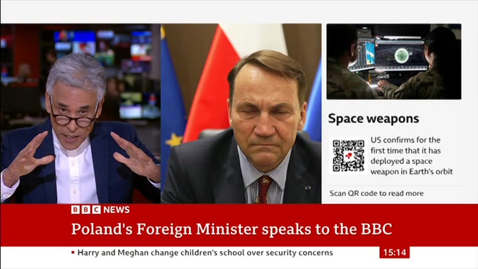 Broadcast still at 14m. BBC News, Verified Live, 15 September 2026.