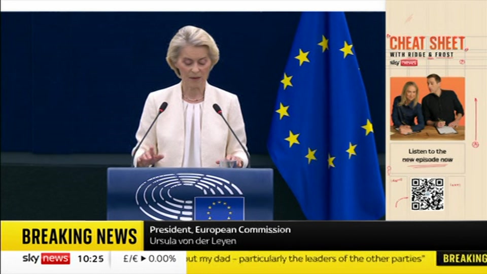 Broadcast still at 25m. Sky News, Sky News Today with Gareth Barlow, 16 September 2026.