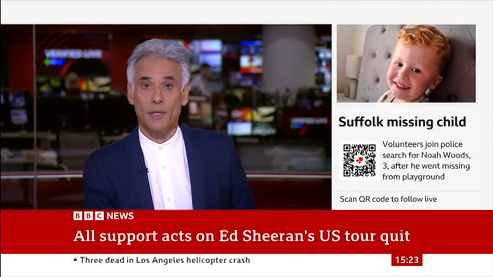 Broadcast still at 23m 30s. BBC News, Verified Live, 16 September 2026.