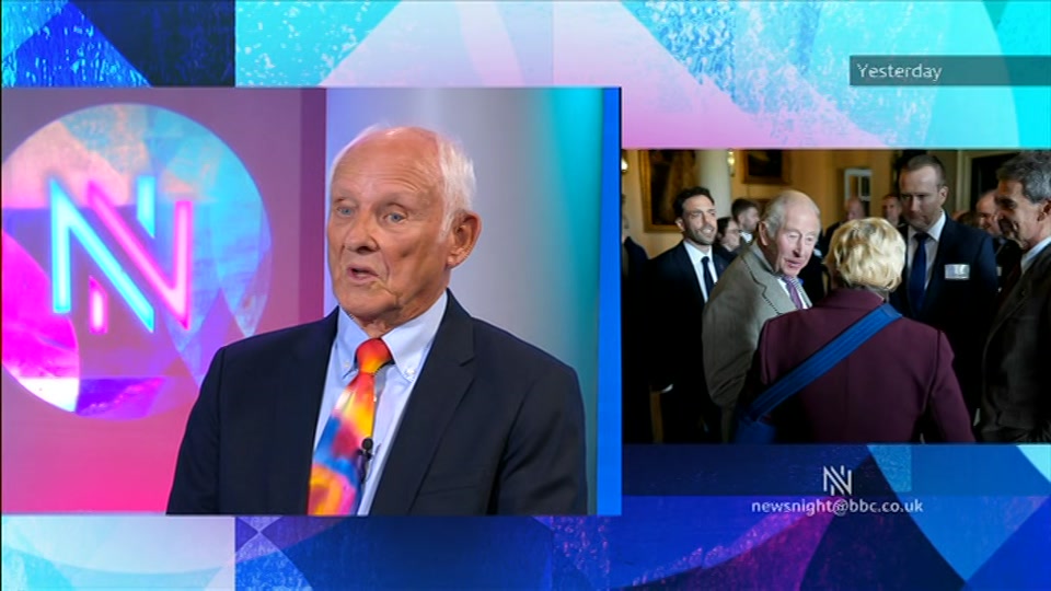 Broadcast still at 23m 30s. BBC Two, Newsnight, followed by Weather, 17 September 2026.