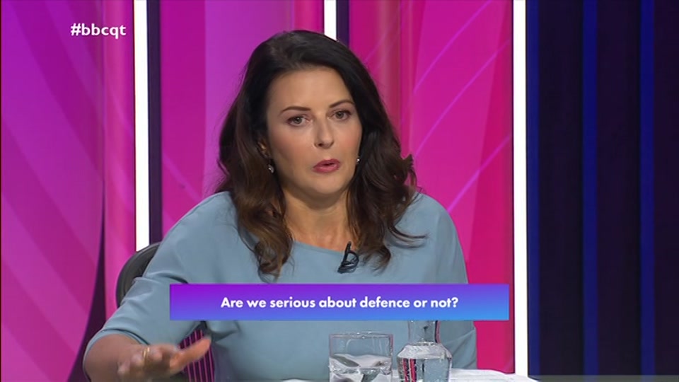 Broadcast still at 42m 30s. BBC One, Question Time, 17 September 2026.