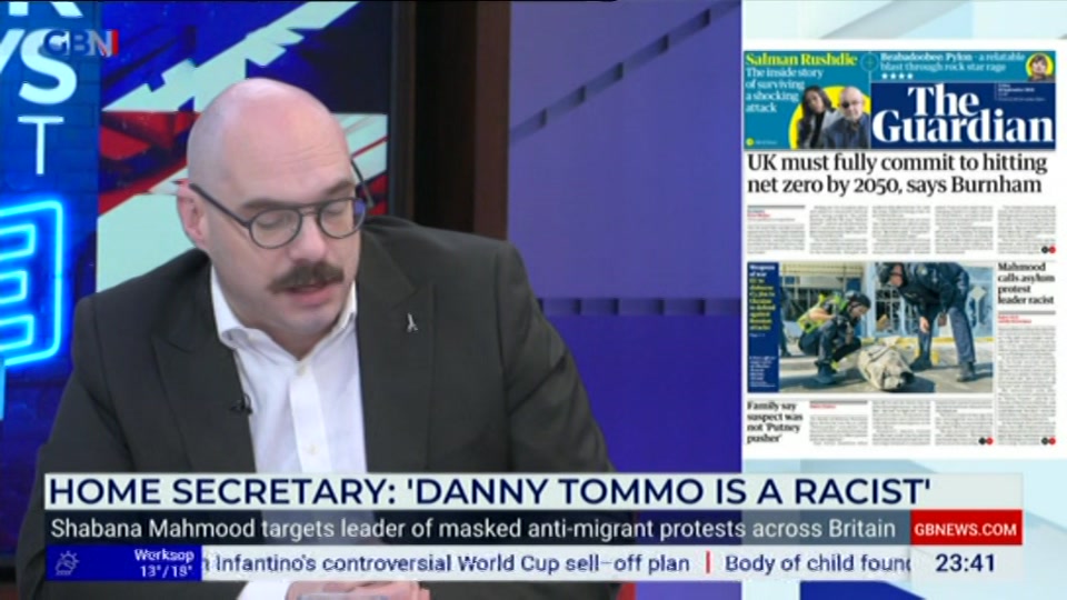 Broadcast still at 41m. GB News, New: Patrick Christys Tonight Late..., 17 September 2026.