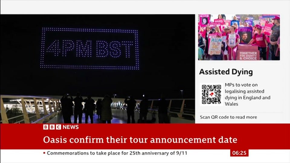 Broadcast still at 25m. BBC News, 11 September 2026.