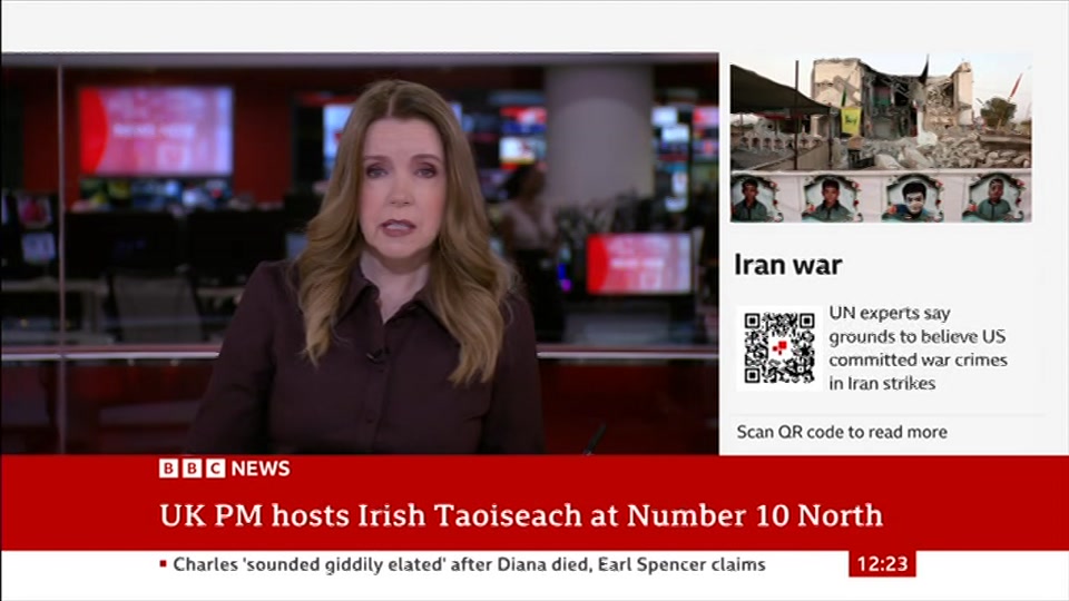 Broadcast still at 23m 30s. BBC News, BBC News Now, 18 September 2026.