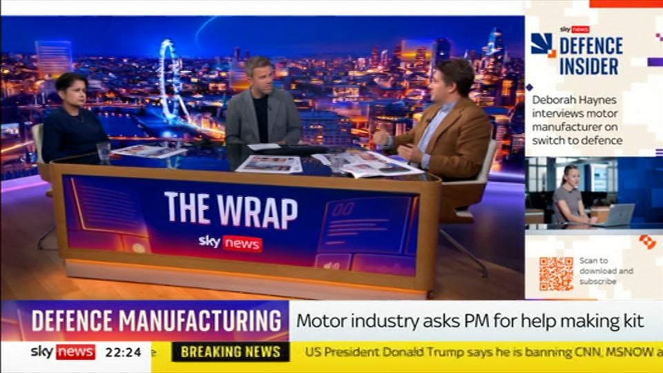 Broadcast still at 24m. Sky News, The Wrap With Gillian Joseph, 18 September 2026.