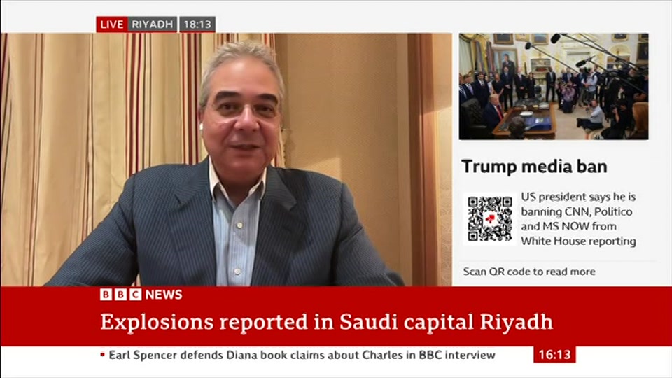 Broadcast still at 13m 30s. BBC News, 19 September 2026.