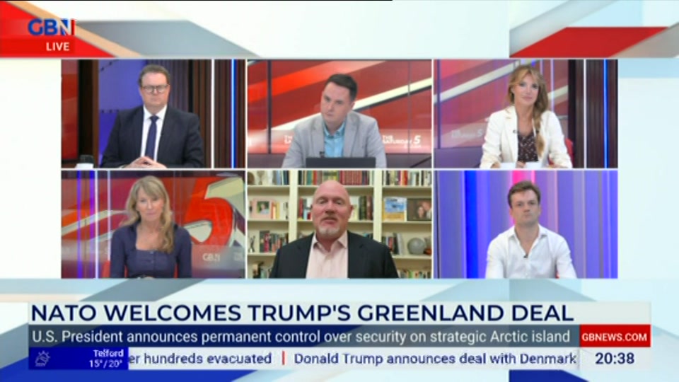 Broadcast still at 38m. GB News, New: The Saturday Five Extra, 19 September 2026.
