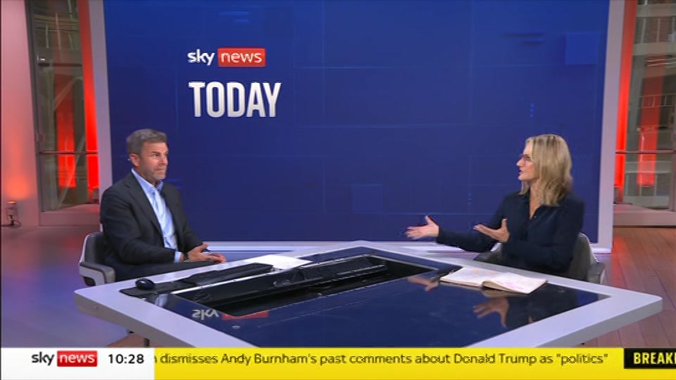 Broadcast still at 28m. Sky News, Sky News Today With Matt Barbet, 20 September 2026.