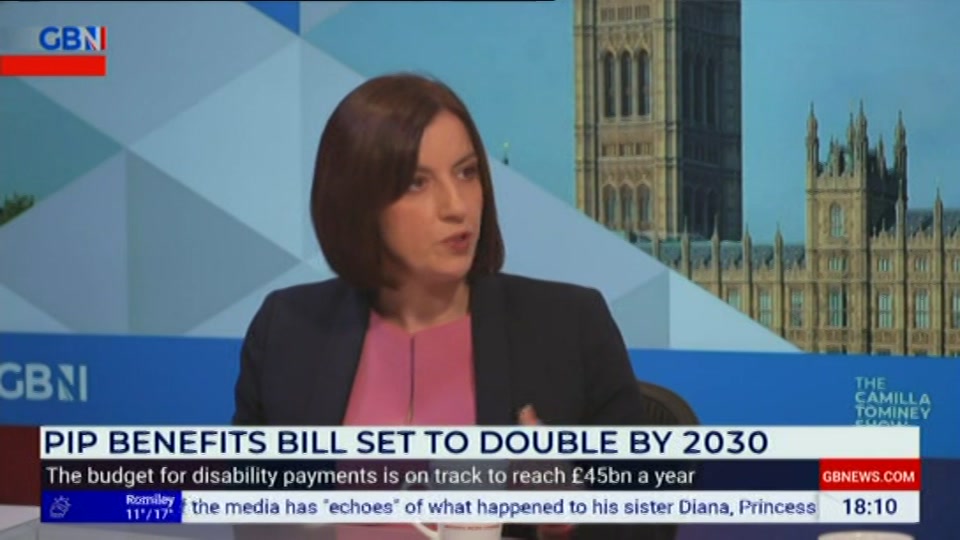 Broadcast still at 10m 30s. GB News, New: The Camilla Tominey Show..., 20 September 2026.