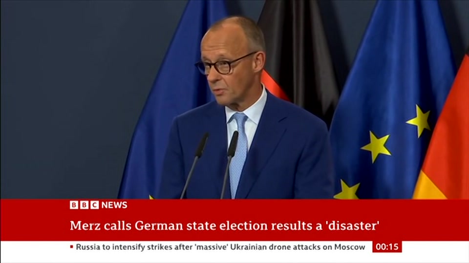 Broadcast still at 15m 30s. BBC News, 20 September 2026.