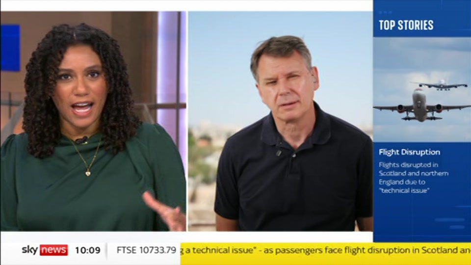 Broadcast still at 9m 30s. Sky News, Sky News Today with Gareth Barlow, 21 September 2026.