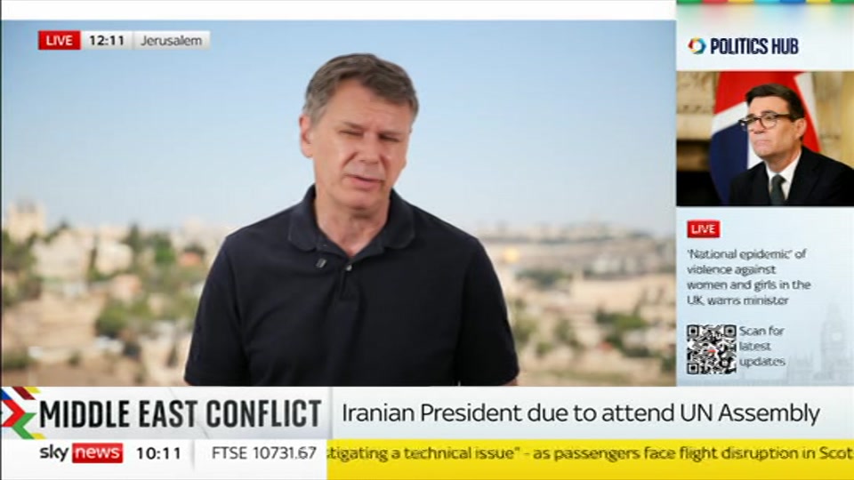 Broadcast still at 11m. Sky News, Sky News Today with Gareth Barlow, 21 September 2026.