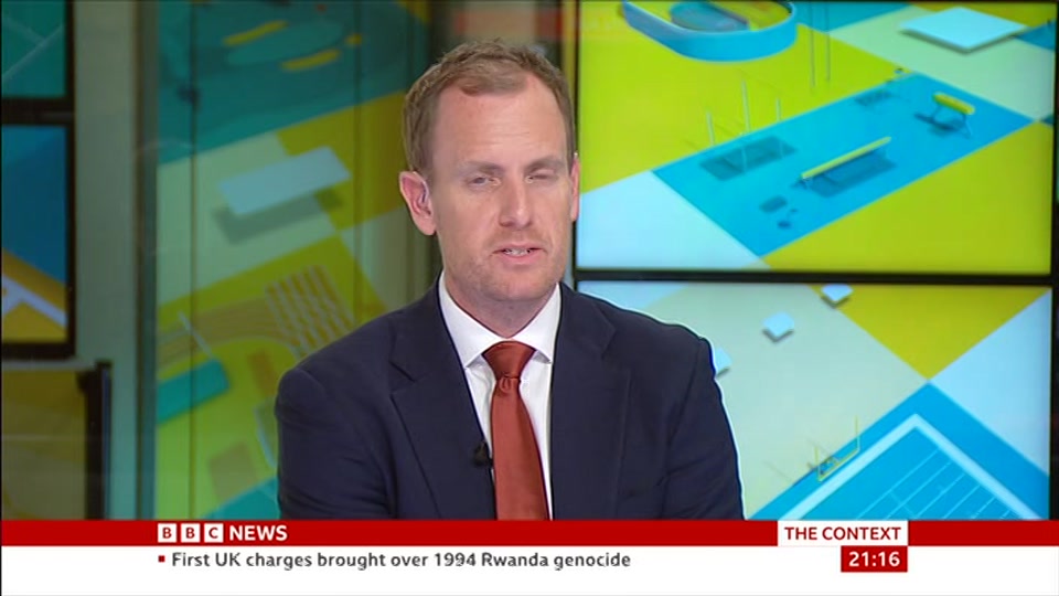 Broadcast still at 16m. BBC News, The Context, 21 September 2026.