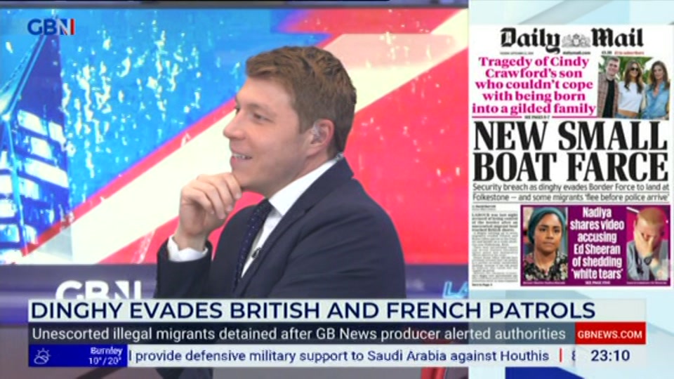 Broadcast still at 10m 30s. GB News, New: Patrick Christys Tonight Late..., 21 September 2026.