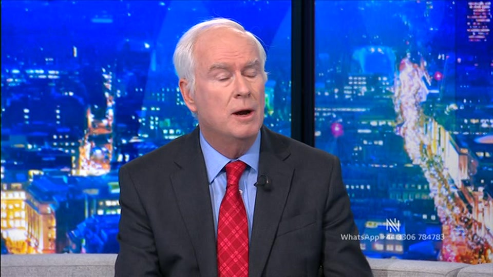 Broadcast still at 5m. BBC Two, Newsnight, followed by Weather, 21 September 2026.