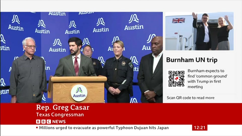 Broadcast still at 21m. BBC News, BBC News Now, 22 September 2026.