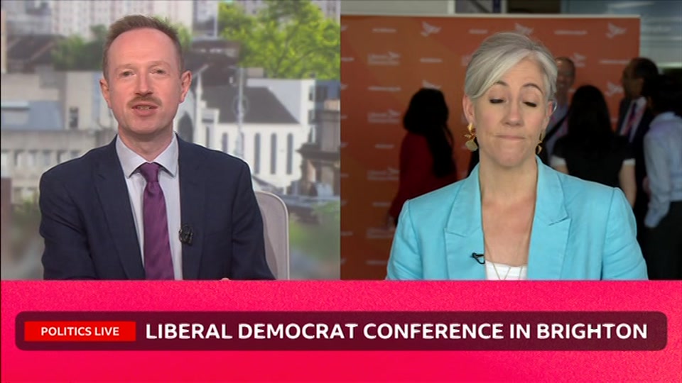 Broadcast still at 12m. BBC Two, Politics Live, 22 September 2026.
