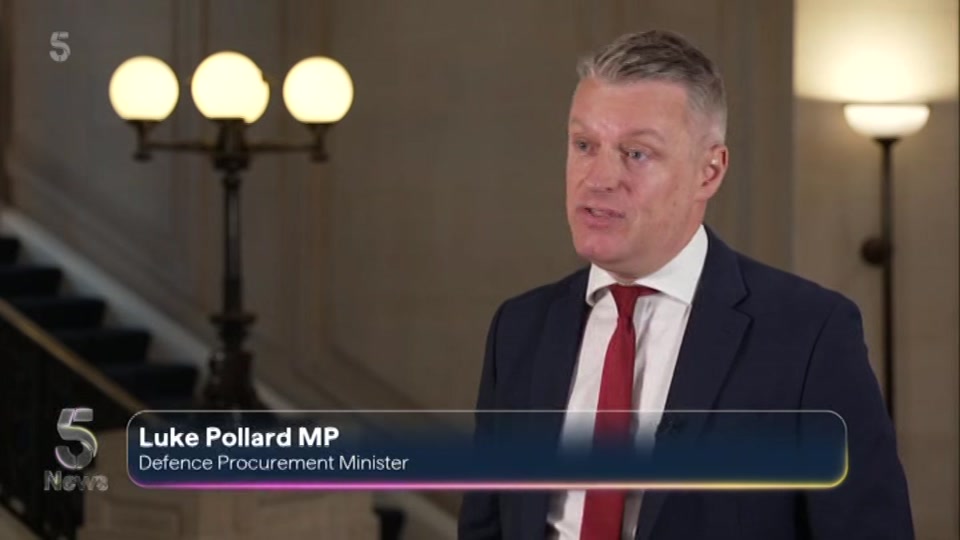 Broadcast still at 0s. Channel 5, 5 News at Lunchtime, 22 September 2026.