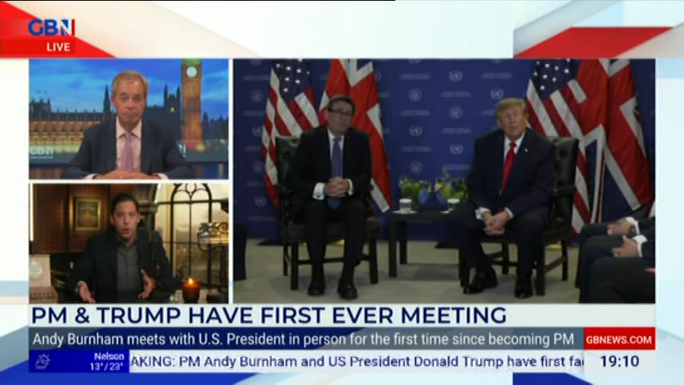 Broadcast still at 10m 30s. GB News, New: Farage, 22 September 2026.