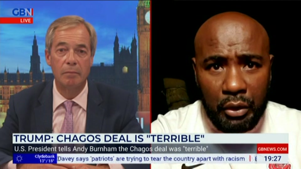 Broadcast still at 27m 30s. GB News, New: Farage, 22 September 2026.