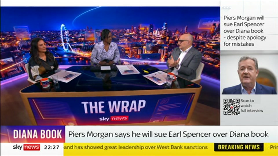 Broadcast still at 27m. Sky News, The Wrap With Anna Botting, 22 September 2026.