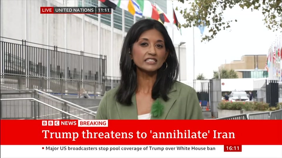 Broadcast still at 11m 30s. BBC News, Verified Live, 22 September 2026.