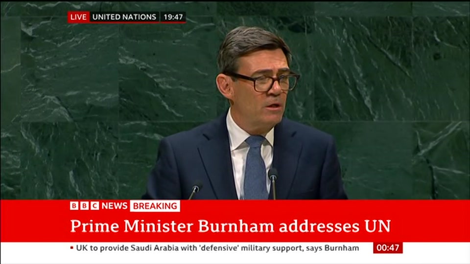 Broadcast still at 17m 30s. BBC News, Newscast, 22 September 2026.