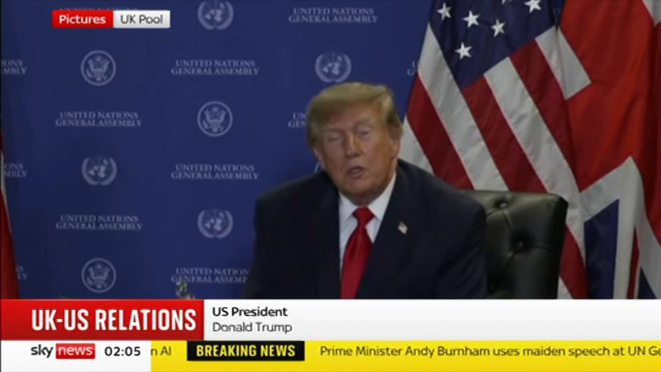 Broadcast still at 5m 30s. Sky News, 23 September 2026.