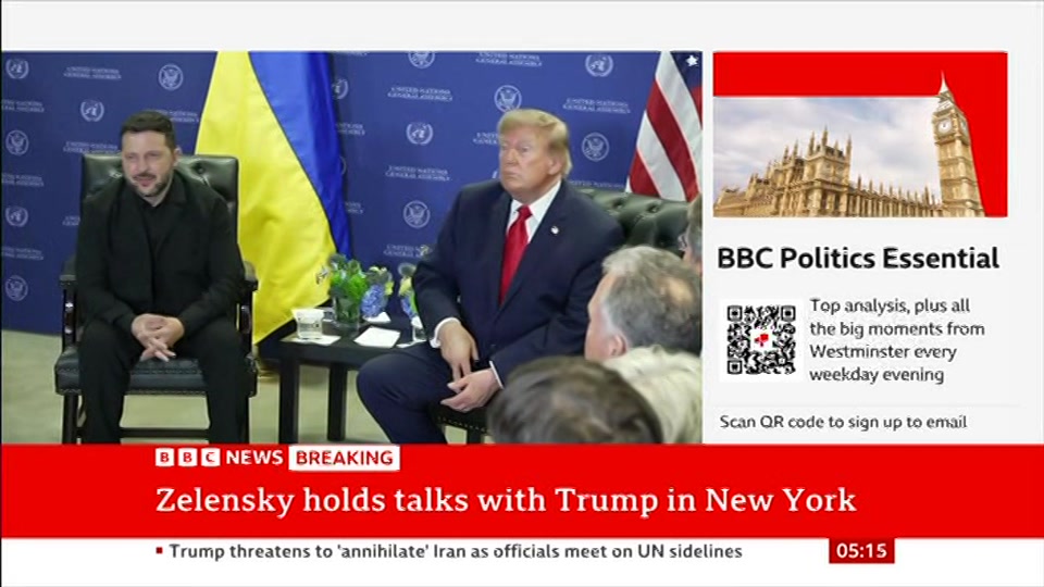 Broadcast still at 15m. BBC News, 23 September 2026.