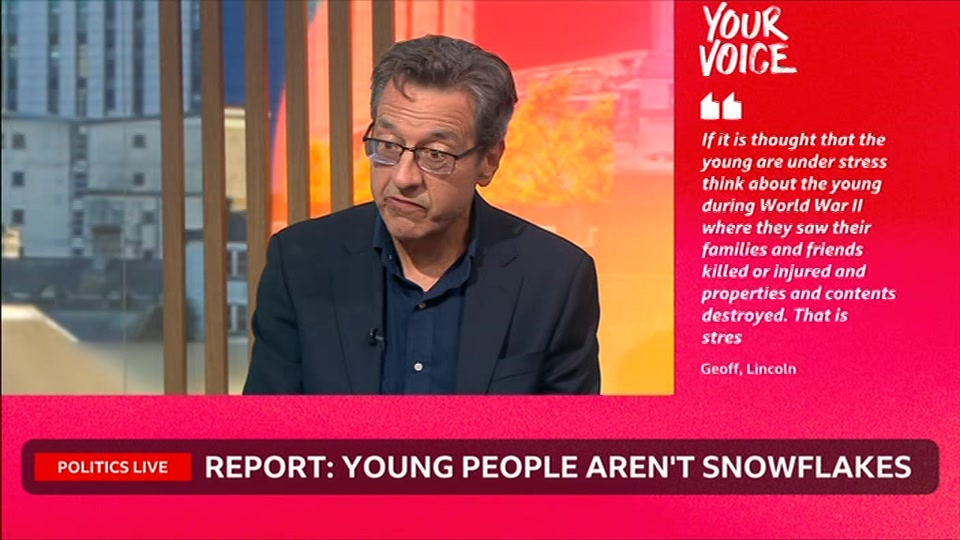 Broadcast still at 36m 30s. BBC Two, Politics Live, 23 September 2026.