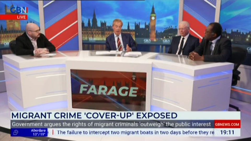 Broadcast still at 11m 30s. GB News, New: Farage, 23 September 2026.