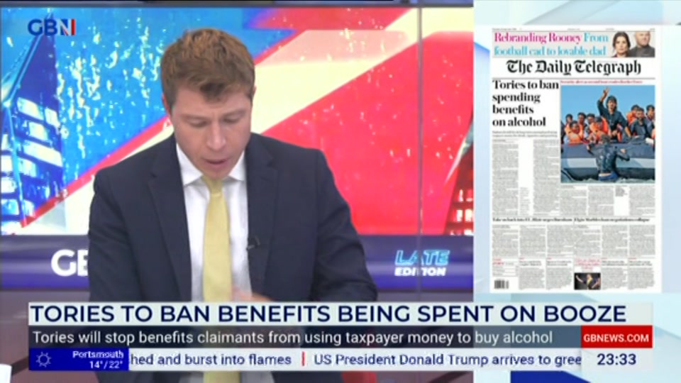 Broadcast still at 33m 30s. GB News, New: Patrick Christys Tonight Late..., 23 September 2026.