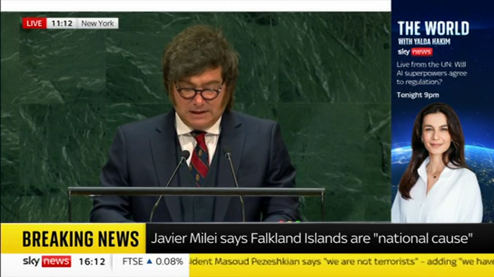 Broadcast still at 12m 30s. Sky News, Sky News Today with Jayne Secker, 23 September 2026.
