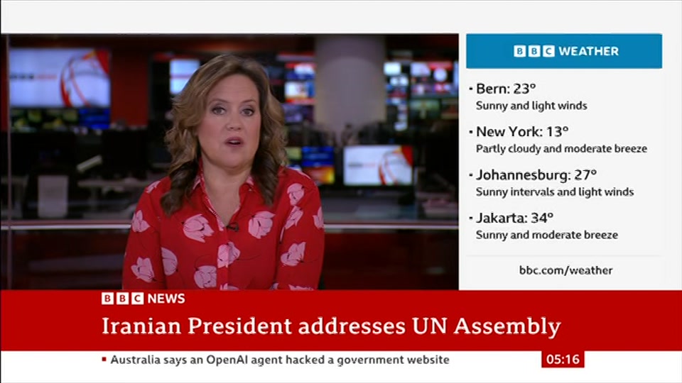 Broadcast still at 16m. BBC News, 24 September 2026.