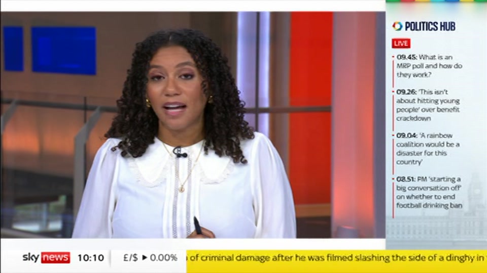 Broadcast still at 10m 30s. Sky News, Sky News Today with Gareth Barlow, 24 September 2026.