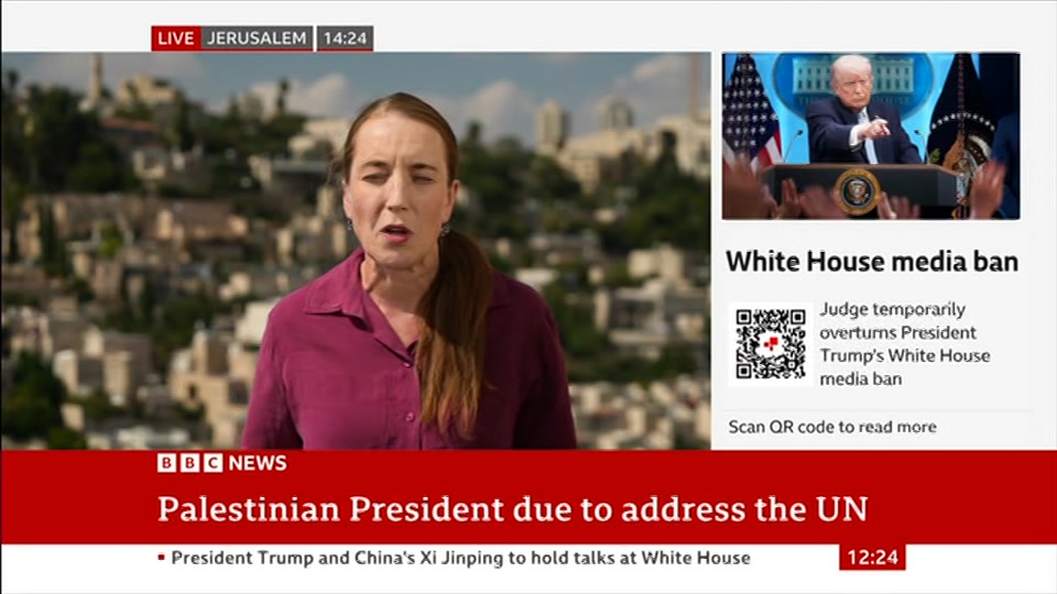 Broadcast still at 24m 30s. BBC News, BBC News Now, 24 September 2026.