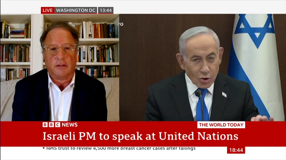 Broadcast still at 14m 30s. BBC News, The World Today with Maryam..., 24 September 2026.