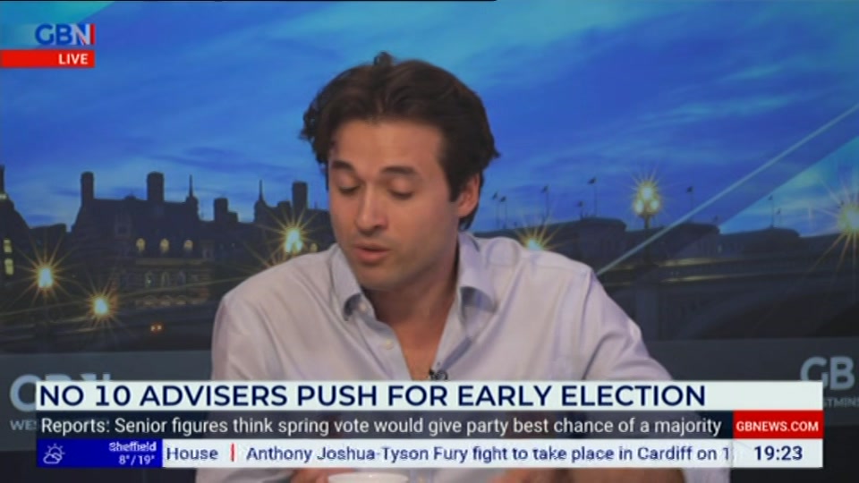 Broadcast still at 23m 30s. GB News, New: Farage, 24 September 2026.