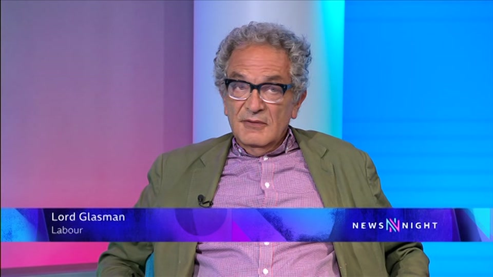 Broadcast still at 9m. BBC Two, Newsnight, followed by Weather, 24 September 2026.
