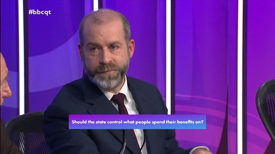 Broadcast still at 15m. BBC One, Question Time, 24 September 2026.