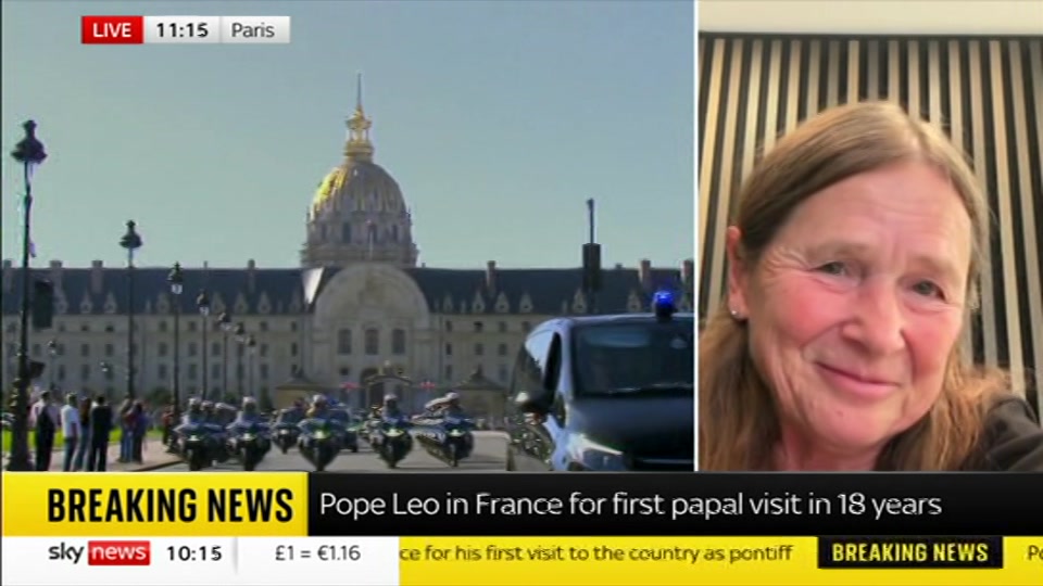 Broadcast still at 15m. Sky News, Sky News Today with Sam Washington, 25 September 2026.