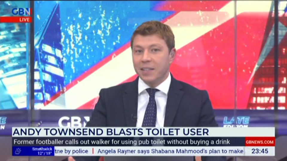 Broadcast still at 45m. GB News, New: Patrick Christys Tonight Late..., 25 September 2026.