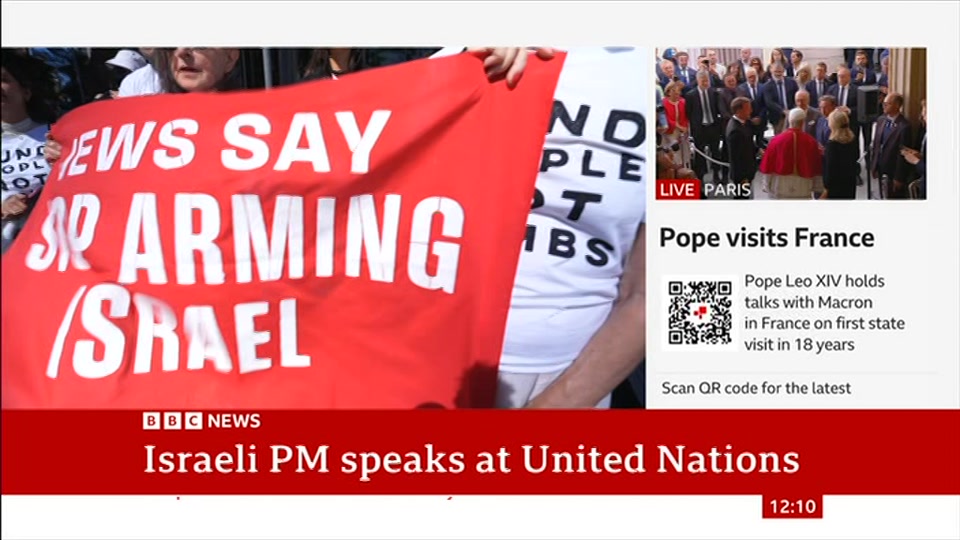 Broadcast still at 10m. BBC News, BBC News Now, 25 September 2026.